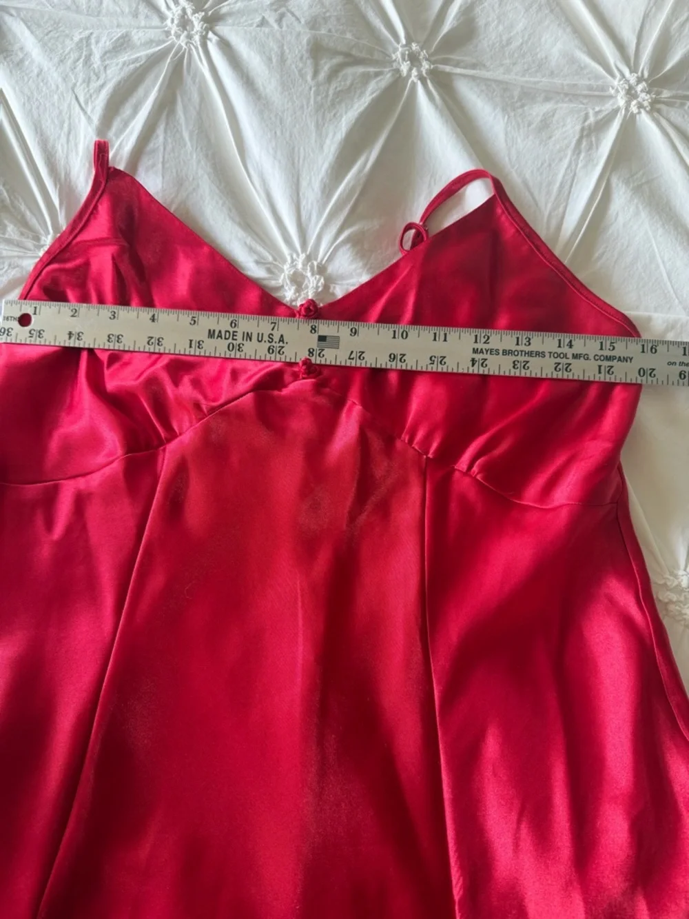 La Senza Red Satin Nightgown Slip Double Strap Keyhole Y2K - Picture 8 of 9